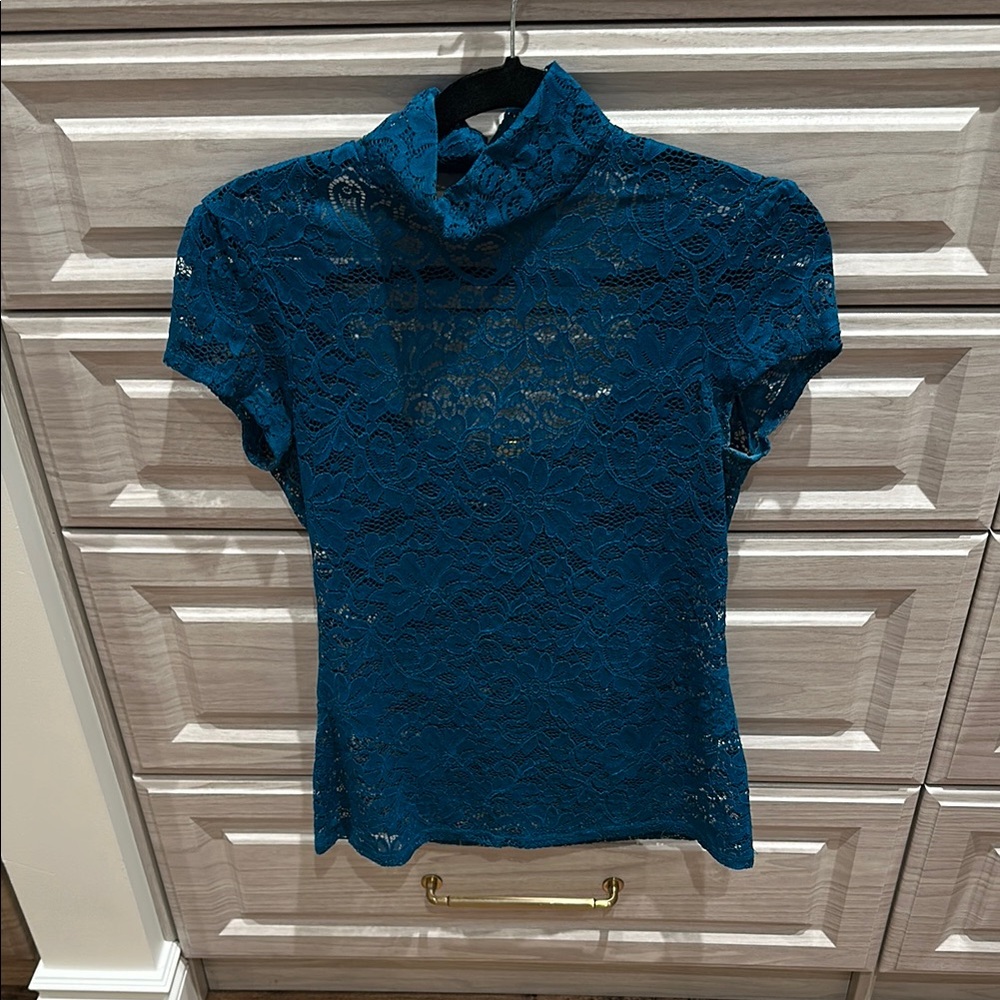Elegant Lace Teal Top